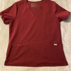 Figs Burgundy Casma Scrub Top Size Large